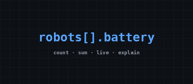 robots[].battery in monospace on a dark grid