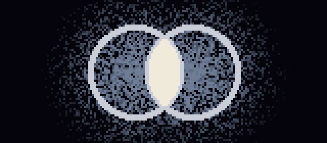 Two overlapping rings; only the intersection is lit