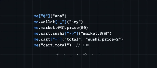 The .me operators in monospace on a dark grid