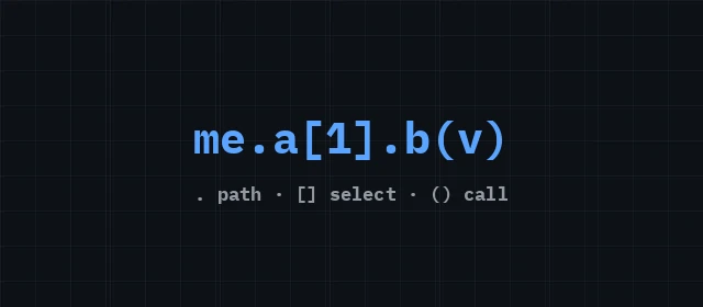 Dot, brackets and parentheses in monospace on a dark grid
